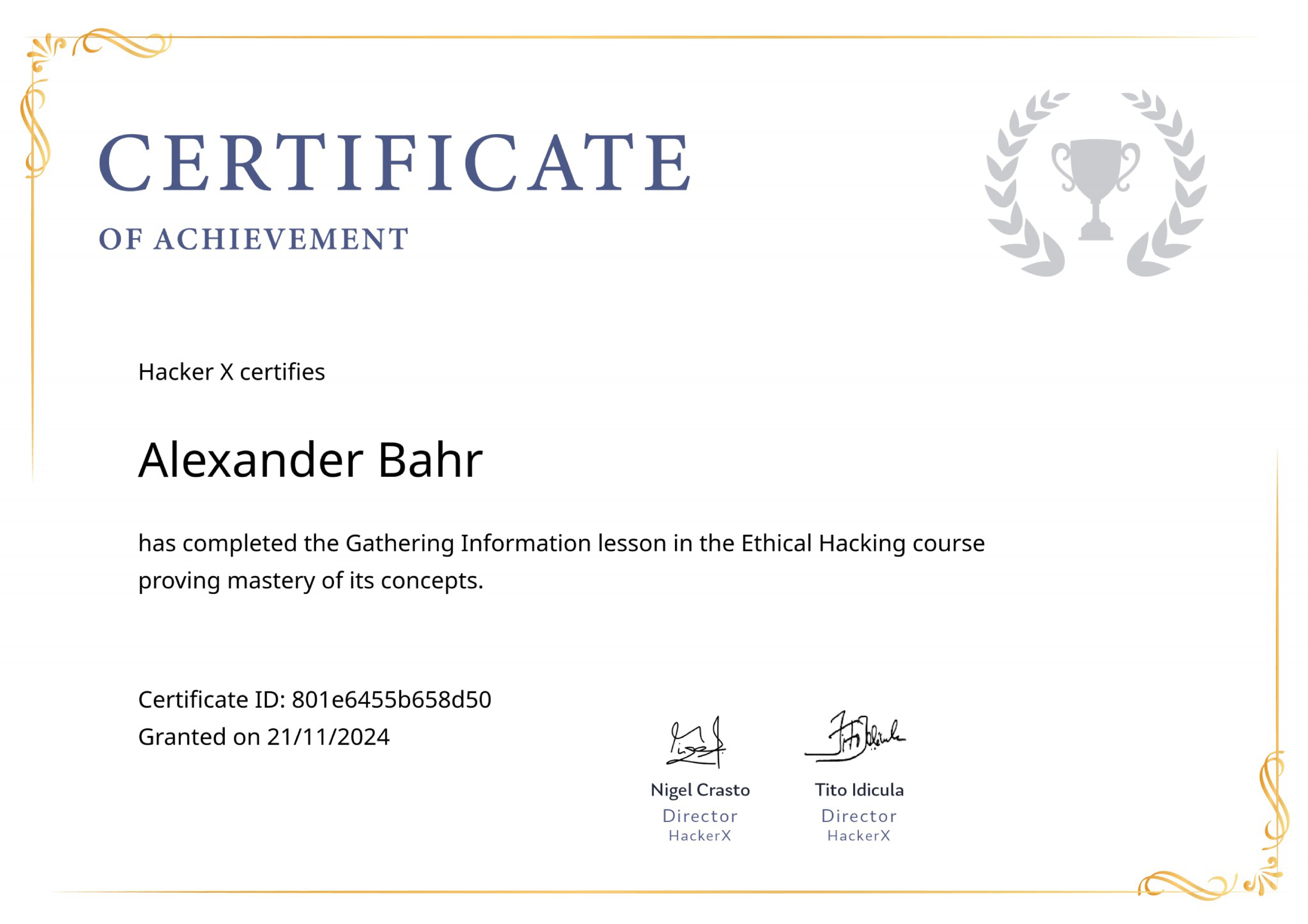 Zertifikat zur Informationsbeschaffung