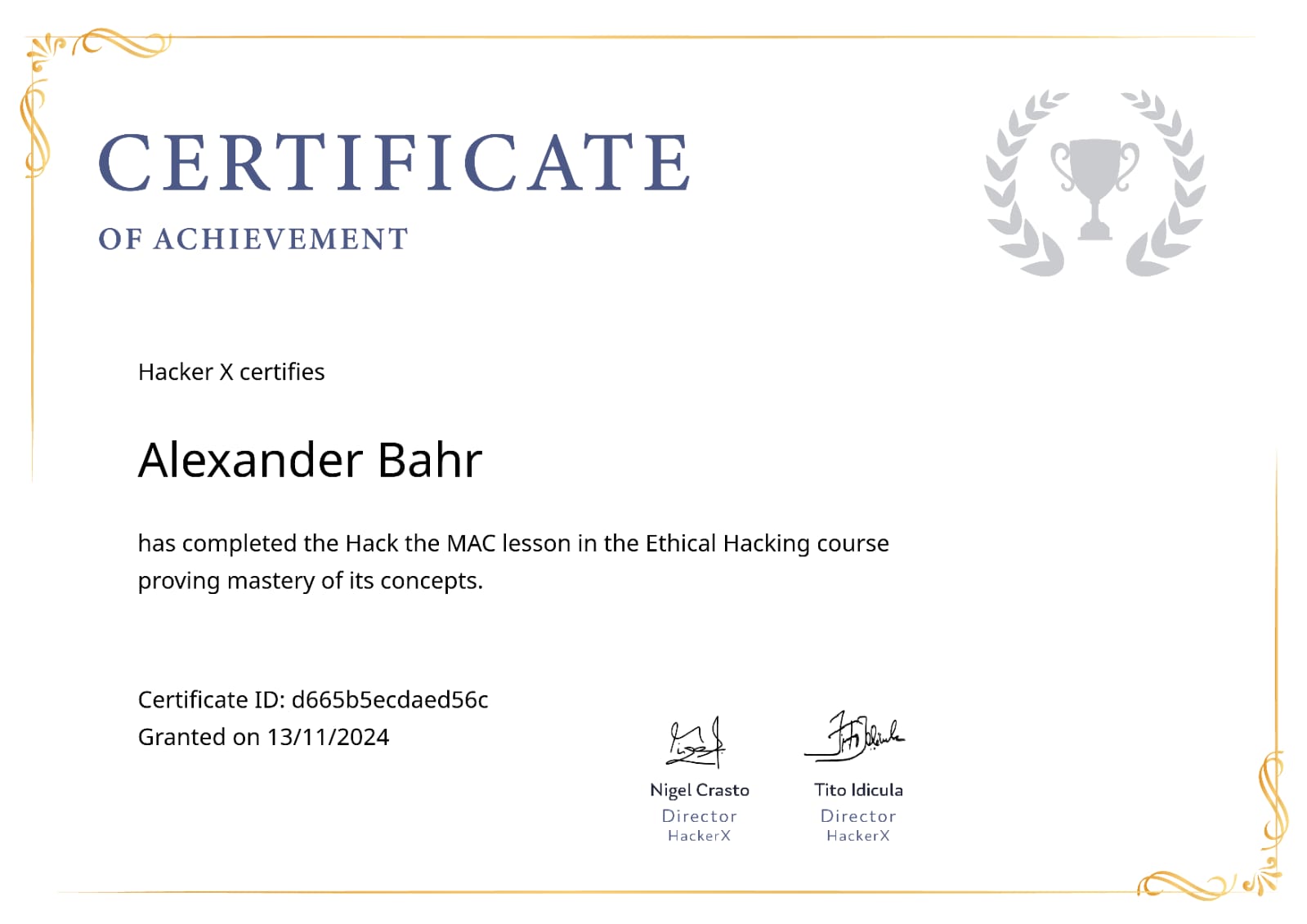 Zertifikat zum Thema Spoofing